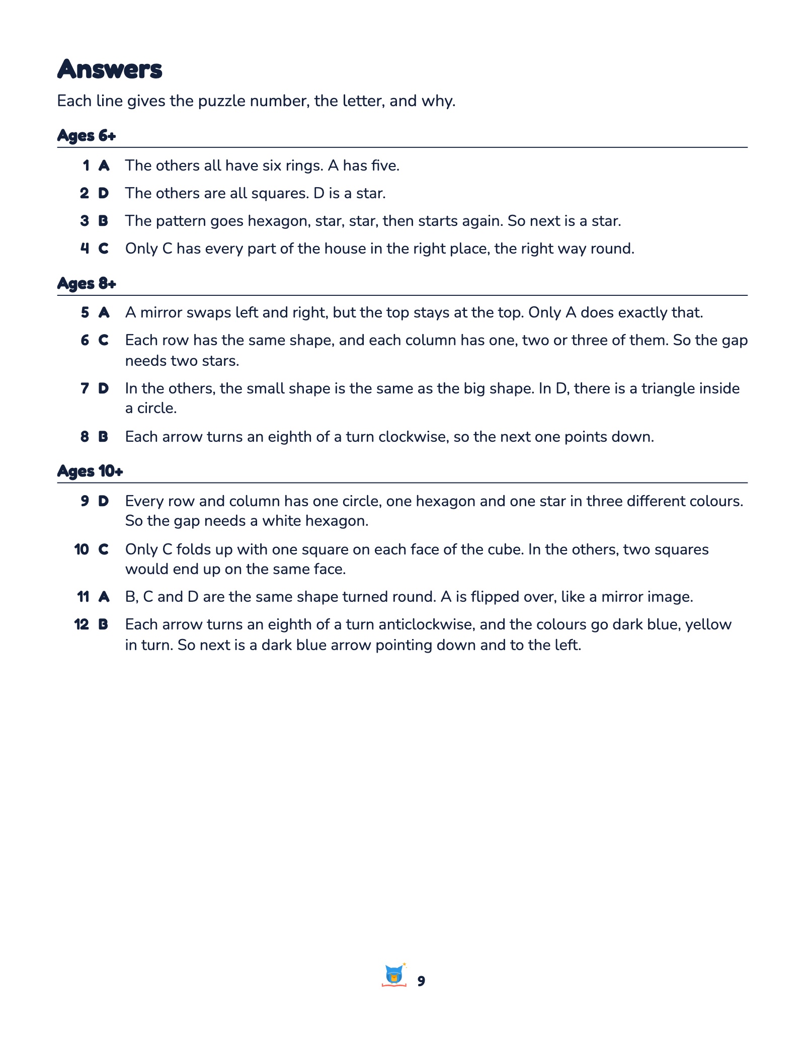 Free Puzzle Pack: answers with one-line explanations